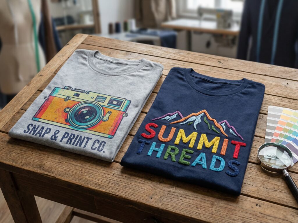 playera estampada y bordada